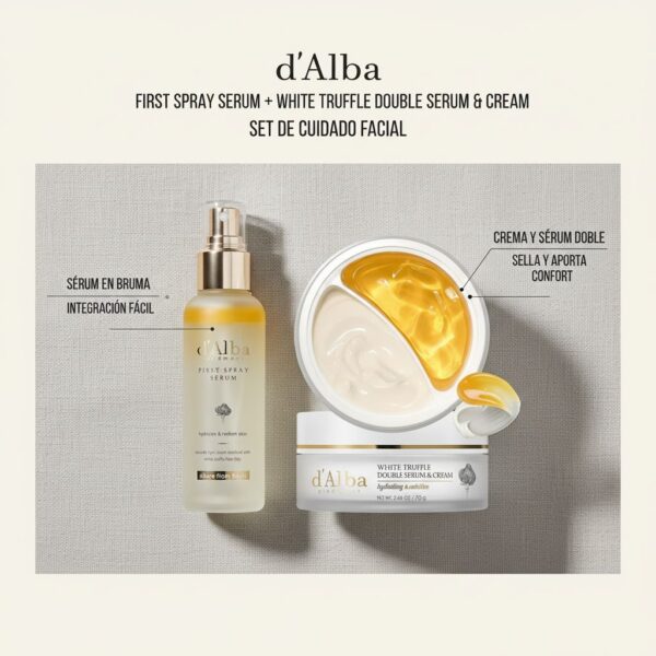 D'ALBA First Spray Serum Con Trufas Blancas + D'ALBA Crema Y Suero Doble De Trufa Blanca