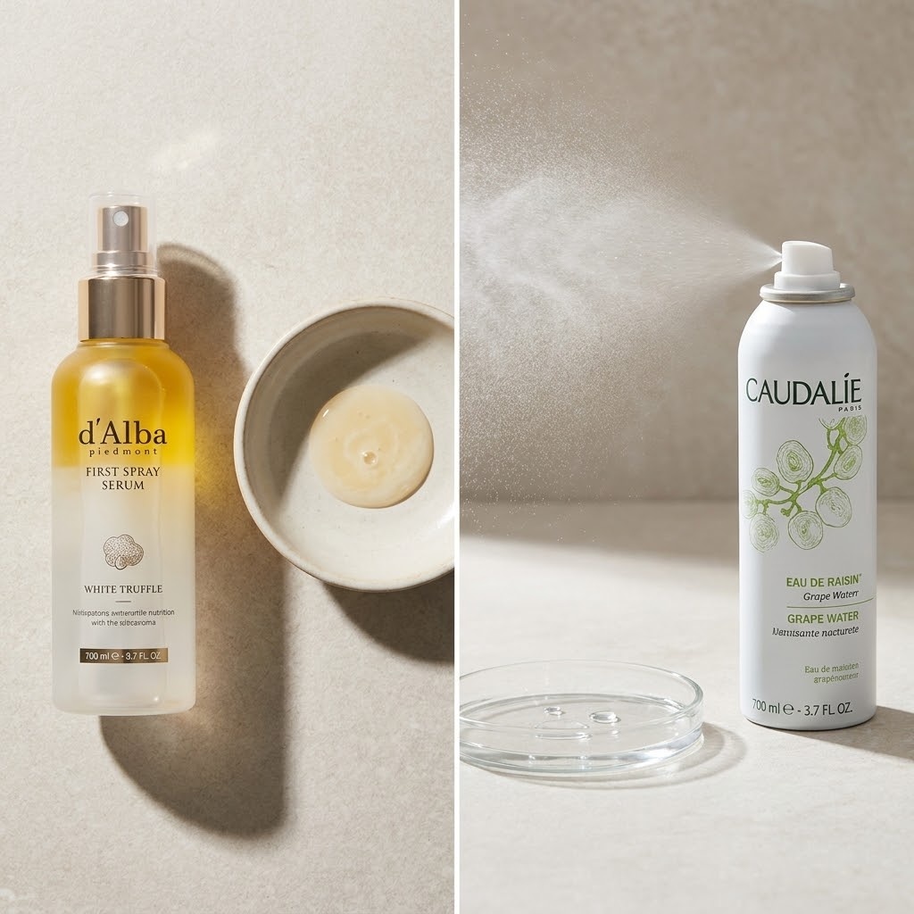 d'Alba vs Caudalie spray: dos brumas con objetivos distintos